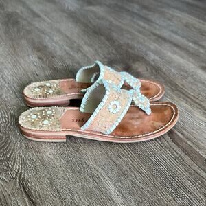Jack Rogers Napa Valley Cork Sandals Size 6.5 – White Stitching Detail Preppy